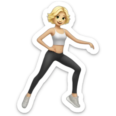 Fair skin blond girl dancing in leggings sticker