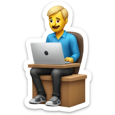 there is a lot of details i need only person sitting near computer working without other peoples realistic 3d icon with colors sedentary lifestyle sticker