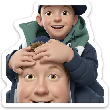 boy with hat smiling sticker