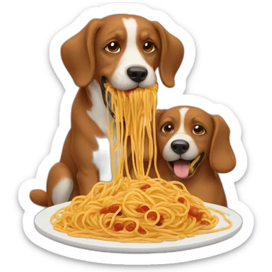two dogs eat spaghetti sticker