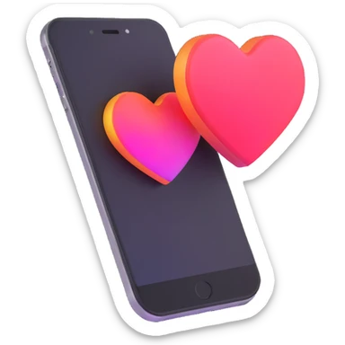 phone with an Instagram-like heart notification popping out sticker