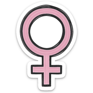 hand drawn outlined icon of a pink symbol, no fill, thick lines sticker