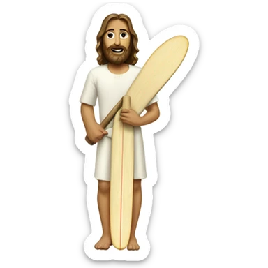 Jesus playing cricket on a surfboard sticker