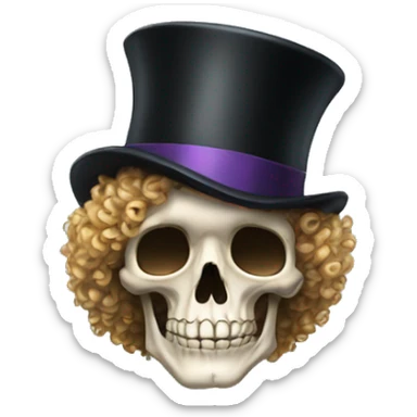 Top hat curly hair skeleton sticker