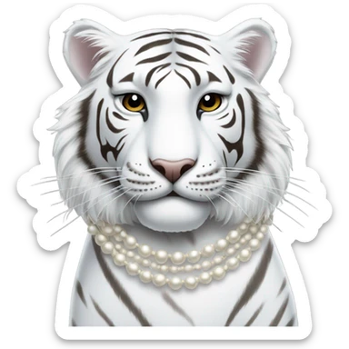 White tiger wearing pearls sticker