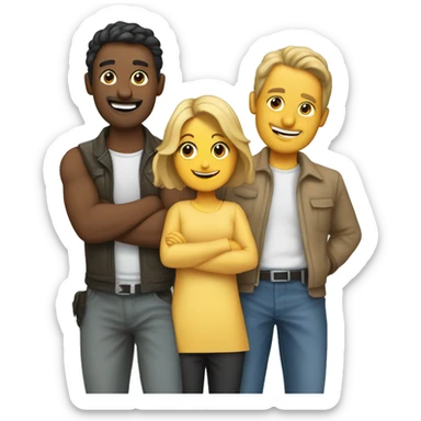 Grupo de 5 personas con 2 hombres y 3 mujeres felices sticker