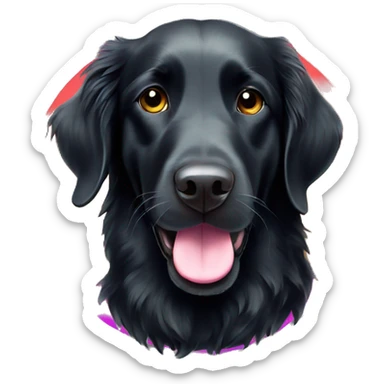Black Flat coated retriever with rainbow bandana sticker