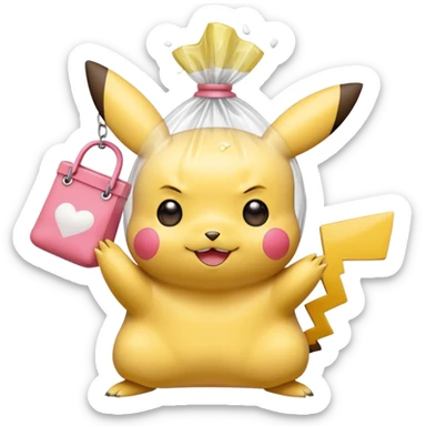 pikachu with transparent bag of white powder sticker