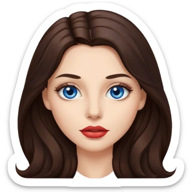 Woman with long brunette hair dark blue eyes and full lips sticker