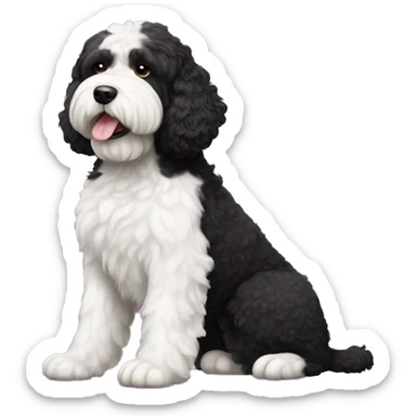 Portuguese water dog with white chin and chest sticker