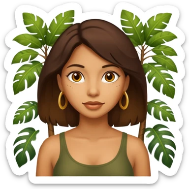 an latin woman with jungle tree sticker