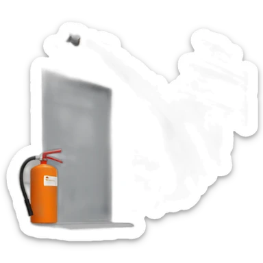 Badass climate protester spraying orange paint with an extinguisher on building sticker