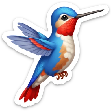 beija-flor como pluma azul e pé vermelho sticker