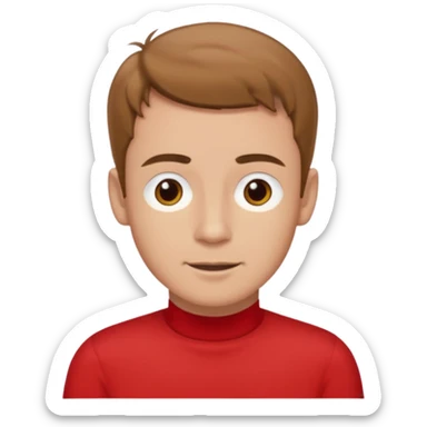 Murray Wiggle of The Wiggles with light skin, light brown hair, brown eyes, red skivvy shirt sticker