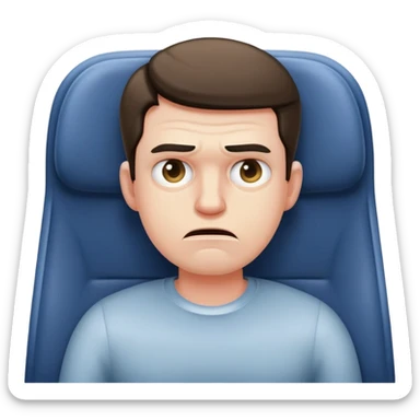 Unhappy guy squished on an airplane seat sticker