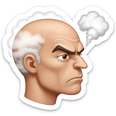 angry man with steam coming from nose in profile view sticker