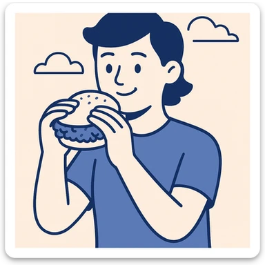 person eating sloppy joe sticker