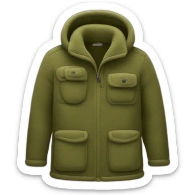 fleece jacket, olive color, with a lock and pockets sticker