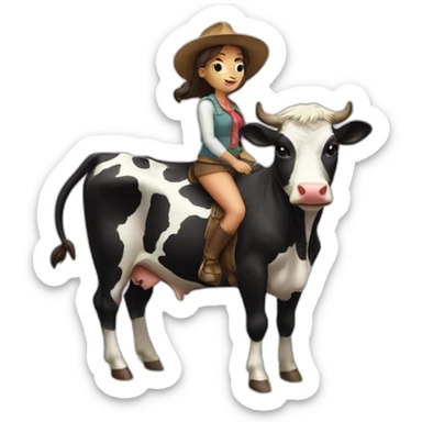 Reverse girl cow rode sticker