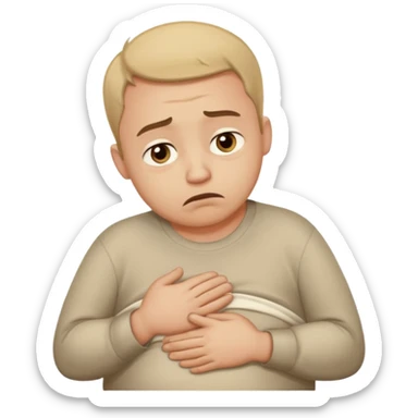 hungry man hand on belly sad face sticker