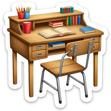 school desk viewed from front sticker