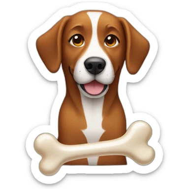 brown dog with a bone sticker