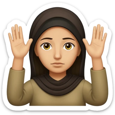 surrenders, portray an authentic 1980 Iraqi with a sad face and raised hands sticker