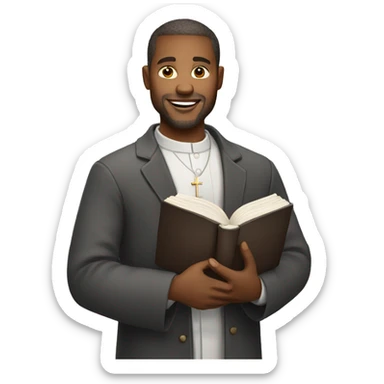white church pastor holding a bible sticker
