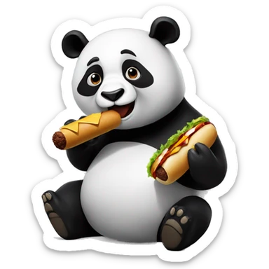 Panda smoking a giant cigar and eating a cheeseburger sticker
