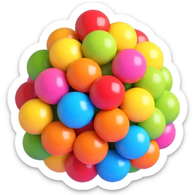 glossy colorful vibrant round bumpy candy cluster, nerds gummy cluster sticker
