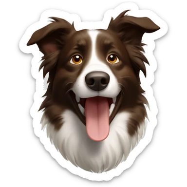 Brown border collie ear up laughing sticker