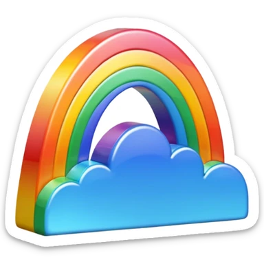 A 3d, not too detailed rainbow prismatic icon sticker