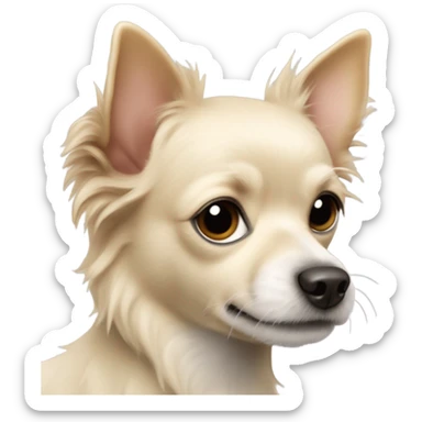 skinny fluffy ratty cream terrier dog pointy ear chihuahua  sticker