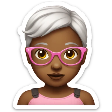 Baby girl with pink glasses sticker