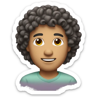 Latin man with curly hair and ayes a little bit asian and gradient cut in head side sticker