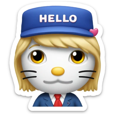 Donald trump with a hello kitty hat on  sticker