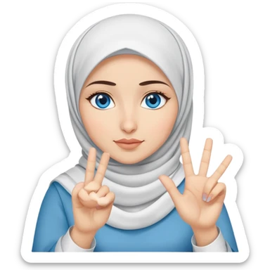 Turkish beautiful finish Konya girl blue eyes with hijab and saying no with hand gesture sticker