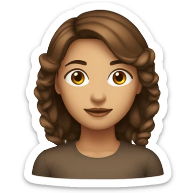 Mulher cabelos compridos lisos castanho escuro lisos, pele clara, olhos castanhos avermelhados sticker