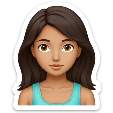 a girl with dark brown hair and with a summer outfit sticker