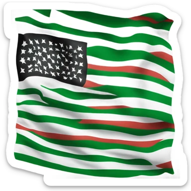 Make me the Syrian flag, the top colour in green, the middle colour in white with 3 red stars, and the bottom colour in black sticker