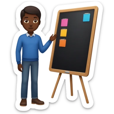 person silhouette standing next to a project board sticker