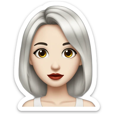 Beautiful young woman,Black hair,long hair,White skin,oval face,big eyes,Blackeyes,Redlips,Chinese sticker