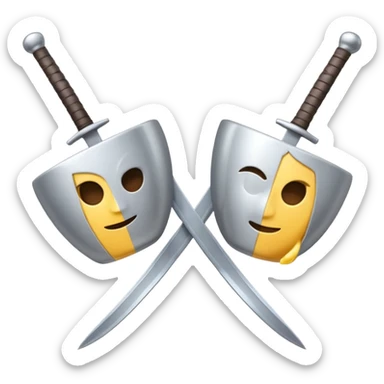 dual swords parallel, emoji style, similar to the closed coffee cup emoji style sticker