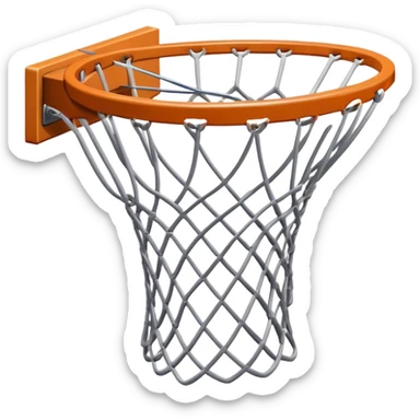 Cinematic Realistic image of a basketball hoop with a detailed metal rim and intricately woven net, captured in dynamic lighting that evokes the charged atmosphere of a competitive court sticker