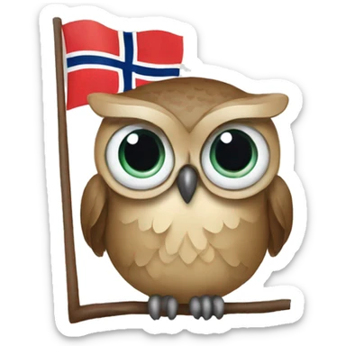 owl with Norwegian flag and beans sticker