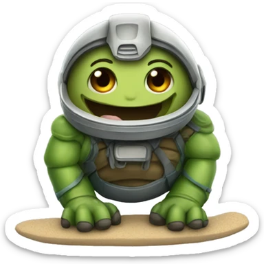 Der Planet ist auf den Pisten und sie sind auf der Schildkröte. sticker