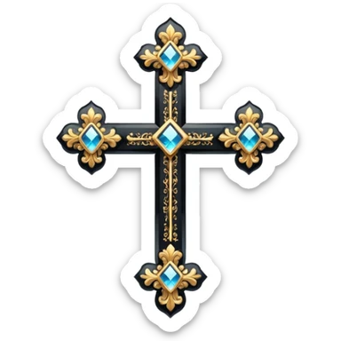 Glitter black cross sticker