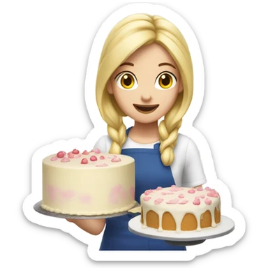 Blonde girl making cake sticker