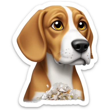 beagle eating rubbish sticker