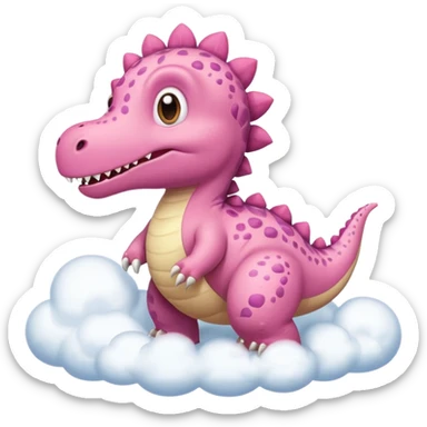 Dinosaurio rosa tierno, diciendo en una nube "Raw" sticker